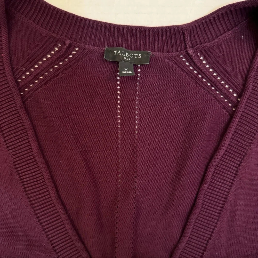 Talbots Plus Purple Long Sleeve Cardigan - Picture 6 of 8